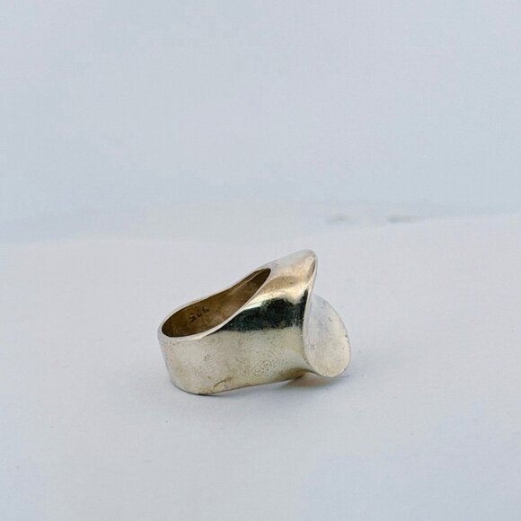 Vintage Mexico Modernist Sculptural Wave Ring Sterling Silver 925 Size 7 16.6g - Picture 3 of 10